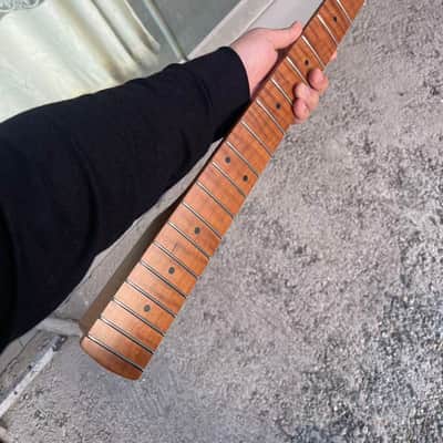 4-string electric bass neck jazz bass stainless steel 21 frets 4a Roasted flame Maple guitar neck 34inch hole 18mm maple fingerboard image 1
