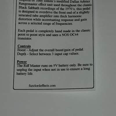 Fuzzlord Riff Master OC44 Germanium Boost - Iommi and Black Sabbath tones image 6
