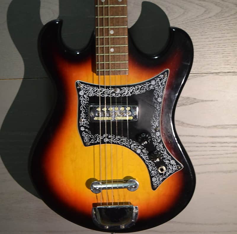 Schafer EG901 Teisco Tulip Sunburst  Electric Guitar with Gold Foil Pickup MIJ image 1
