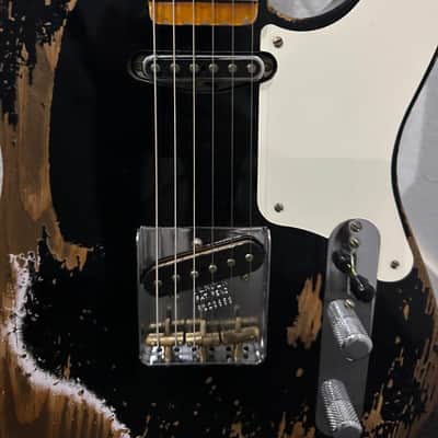 Custom Shop Limited Edition (Telecaster) Double Esquire Super Heavy RelicAged Black w/ Tomatillo HW Pickups image 5