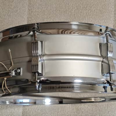 Ludwig No. 404 Acrolite 5x14" 8-Lug Aluminum Snare Drum with Pointed Blue/Olive Badge 1969 - 1979 - Matte Aluminum image 7