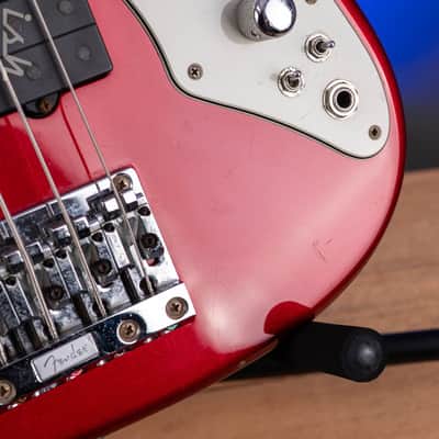 1997 Fender Roscoe Beck V Bass Candy Apple Red image 9