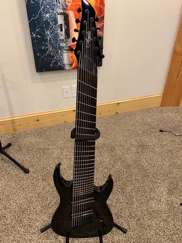 MINT - Agile 10 String Fan Fret Multi Scale Electric Guitar - Pendulum Pro 102730 EB CA Black Flame image 1
