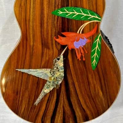 Acoustic Baritone Guitar Handmade by Blueberry, 6 String wood Hummingbird Guitar, Custom Handcrafted Wooden Guitar, Baritone, Steel Strings image 13