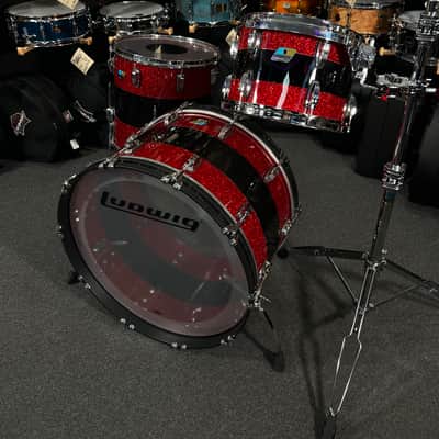 Ludwig 50th Anniversary Vistalite Pro Beat 24/16/13" Drum Set Kit in Red Sparkle/Smoke/Red Sparkle from NAMM image 3