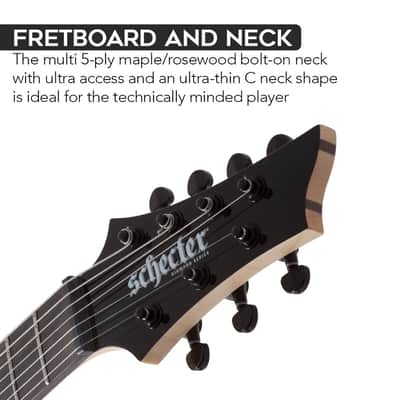 Schecter Sunset-7 Triad 7-String Electric Guitar (Right-Handed, Gloss Black) with Carrying Case image 5