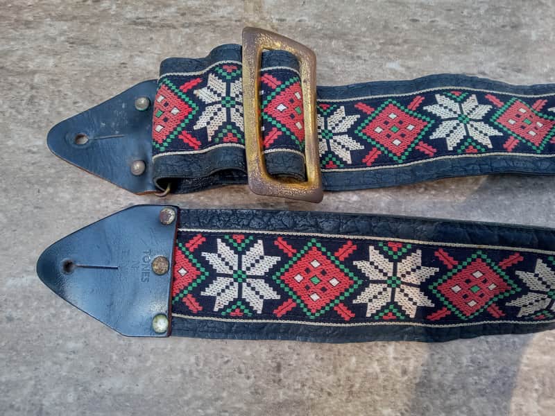 Vintage 1970's Ace-Style 3" Wide Guitar / Bass Strap! Flower Pattern, Metal Buckle! image 1