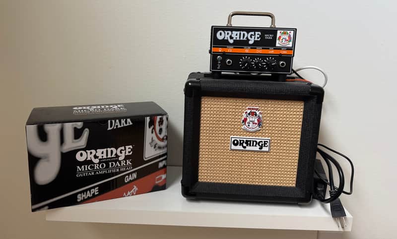 Orange Amplifier Micro Dark 20-Watt Guitar Amp Head and the PPC108 1 x 8" speaker cabinet and CABLE image 1
