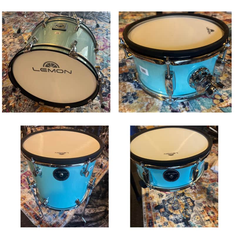 Lemon T950 Pro 4pc Electric Drums (Roland, Alesis compatible) 20x12/13x13/13x5/10x5 - Blue Sparkle image 1