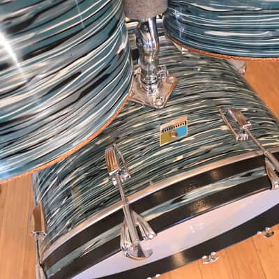 Drum Kits - 1970's Ludwig Classic Maple 14x24 8x12 9x13 14x16 (Concert Tom) Drum Kit (Bowling Ball Blue Oyster) image 5