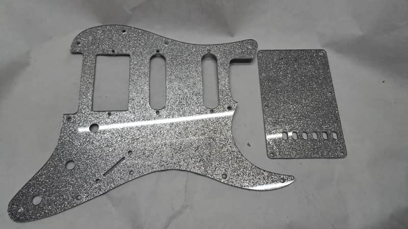 Platinum Silver Sparkle Glitter HSS pickguard + trem cover set Fits Fender Strat Stratocaster image 1