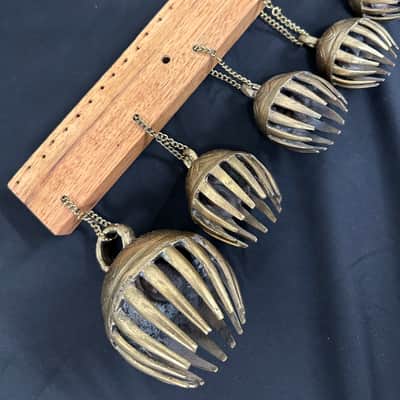 Dobani ELPB 5-Piece Elephant Bells on Rack, Solid Brass, Graduated from 1.5"-3" image 14
