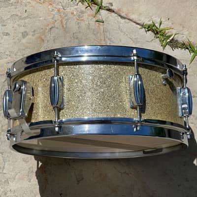 1960's MIJ 14" Gold/Silver Sparkle 5.5x14 Snare Drum Del Rey St. George image 11