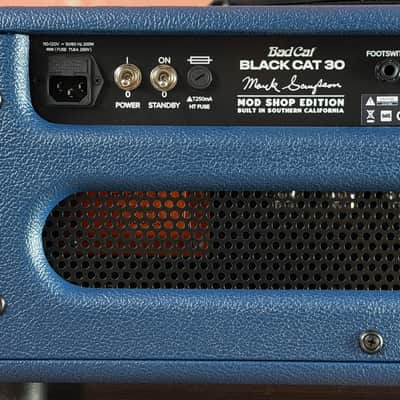 Bad Cat Custom MOD Shop Black Cat 30-watt Electric Guitar Amp Head - Custom Navy Blue Tolex (with Gold Piping) image 8