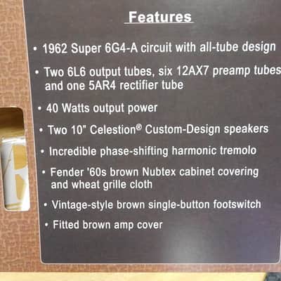 2025 Fender '62 Super Amp 40-watt 2 x 10" Tube Combo Amp! Brown Panel! VERY NICE!!! image 13