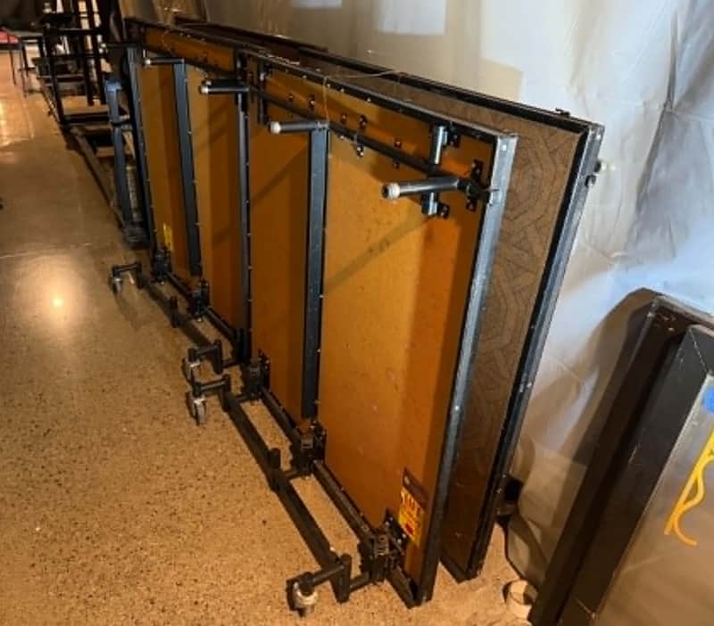 (2) Used Portable Stage Platforms 4' X 8" Fold & Roll Portable Stage Risers image 1