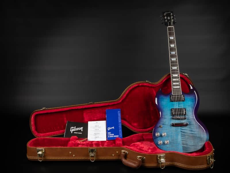 2021 Gibson SG Modern LH Left Handed - BBF Blueberry Fade | USA "AA" Flame Top Ebony Fretboard 24 Frets BurstBucker Pro Pickups Push Pull Coil Split 3.19kg | CoA OHSC