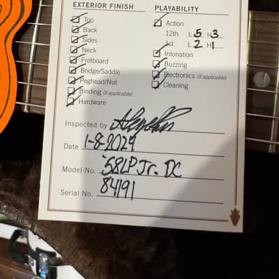 Gibson 1958 Custom Shop Les Paul Junior Double Cut in Cherry Red Nitro, P~90 Dog-Ear, New Dealer Trade, VOS, COA, Faux Alligator HSC and Fab SetUp! image 9
