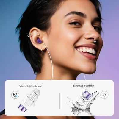 Concert Ear Plugs, 2Pairs Reusable high Fidelity Musician Ear Plugs for Concerts Loud Music-Noise Reduction Ear Protection earplugs for Rave,Festival,Music,Tinnitus Relief image 5