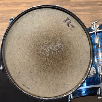 Vintage 1967 Rogers ONE OWNER 4pc Holiday Drum Kit Blue Onyx w/ Legs & Mounts + Silver Powertone Snare image 4