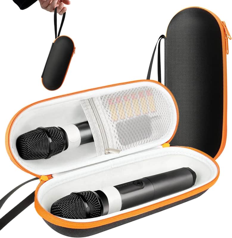 Case Compatible with JBL Wireless Two Microphone System, Up To 9“ x 3” will fit. Handheld Dual Mic Travel Bag for Singing or Karaoke for Receivers, Adapters, AA Batteries, Case Only. image 1