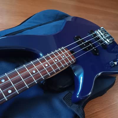 Vintage Yamaha RBX350 90s Lefty Left Handed Bass Guitar Blue Sparkle Levy Gig Bag image 5