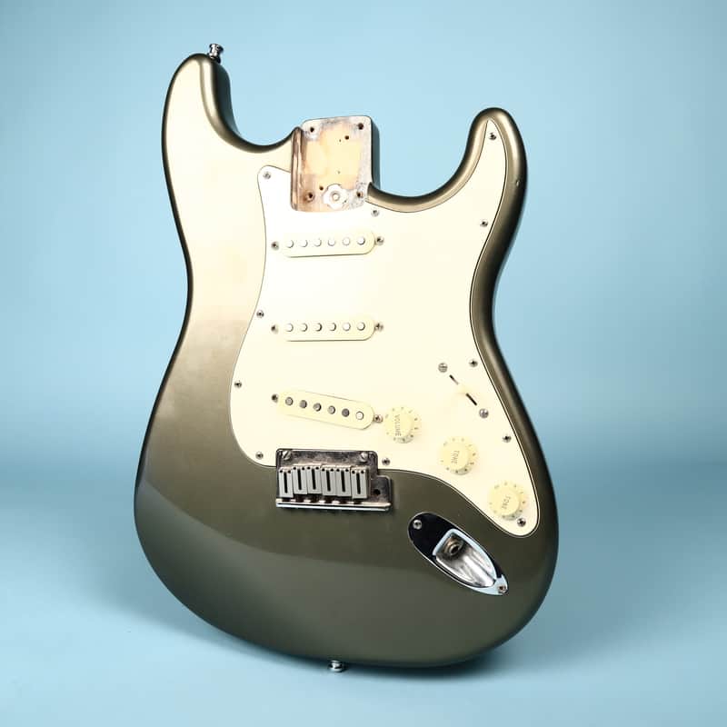 Fender USA Loaded Pickguard Olive Drab Metallic Guitar Body image 1