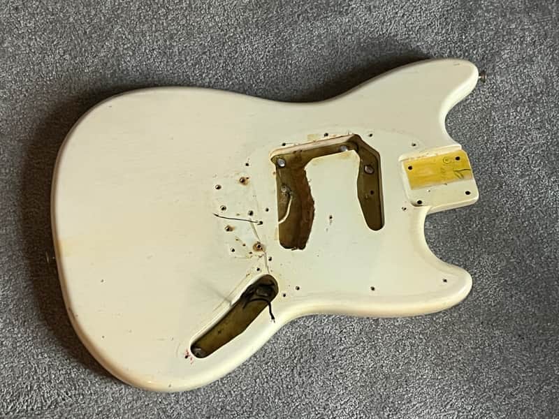 1965 1966 Fender Musicmaster Duo Sonic guitar body white image 1