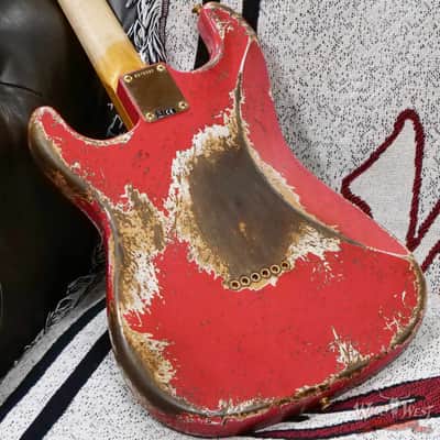 Fender Custom Shop Wild West Guitars 25th Anniversary 1960 Stratocaster Hardtail Madagascar Rosewood Fretboard Heavy Relic Fiesta Red 7.15 LBS image 12