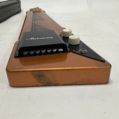 Vintage 1960s Harmony H-1 Lap Steel Electric Guitar Copper with Case image 3