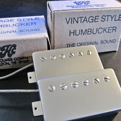 Tom Holmes PAF Humbucker Pickup Set ~ H450, H455 Double Cream Nickel Covers With Peter Green Mod image 2