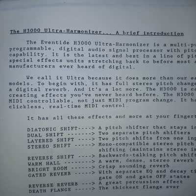 Instruction Manual (copy) for Eventide H3000 Ultra-Harmonizer 1986 image 6