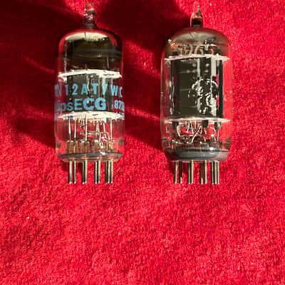 Jan Philips / GE 12AT7 Mismatch Pair Preamp/Amplifier Vacuum Tubes 1980s/1960s - Clear Glass image 1
