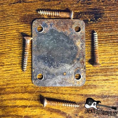 Vintage Teisco MIJ Neck Plate W/ Screws (1960s - Silver) image 2