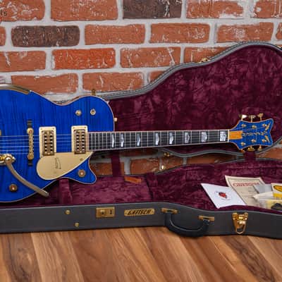 Gretsch USA Custom Shop G6134CS Penguin Master Built by Stephen Stern Flame Maple Top Transparent Blue Stain 2013 w/OHSC image 2