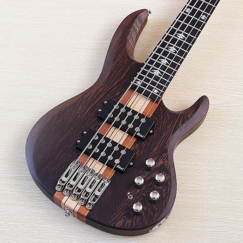 Wenge Wood Custom 5 Electric String Bass, Maple Neck Through image 1