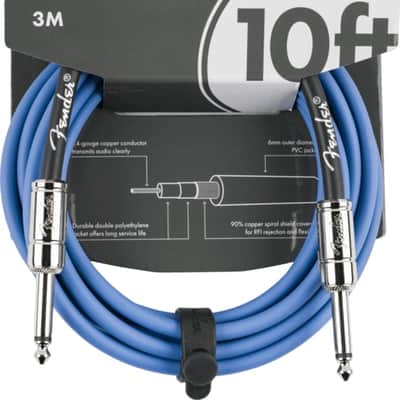 Fender Contour Series Instrument Cable, Straight, 10' ft, Lake Placid Blue image 1