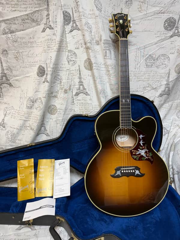 2010 Gibson Super Dove Vintage Sunburst Original Hard Shell Case Built In Electronics image 1