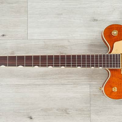 Mint Gretsch Electromatic Limited Flame Okoume Broadkaster Double-Cut Semi-Hollow Guitar, Roundup Or image 7