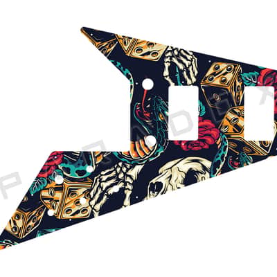 Custom Pickguard For 2025 - 2026 Made in China Epiphone Flying V '70s Guitar Center-Exclusive - Vintage Flash Tattoo Graphic .090"