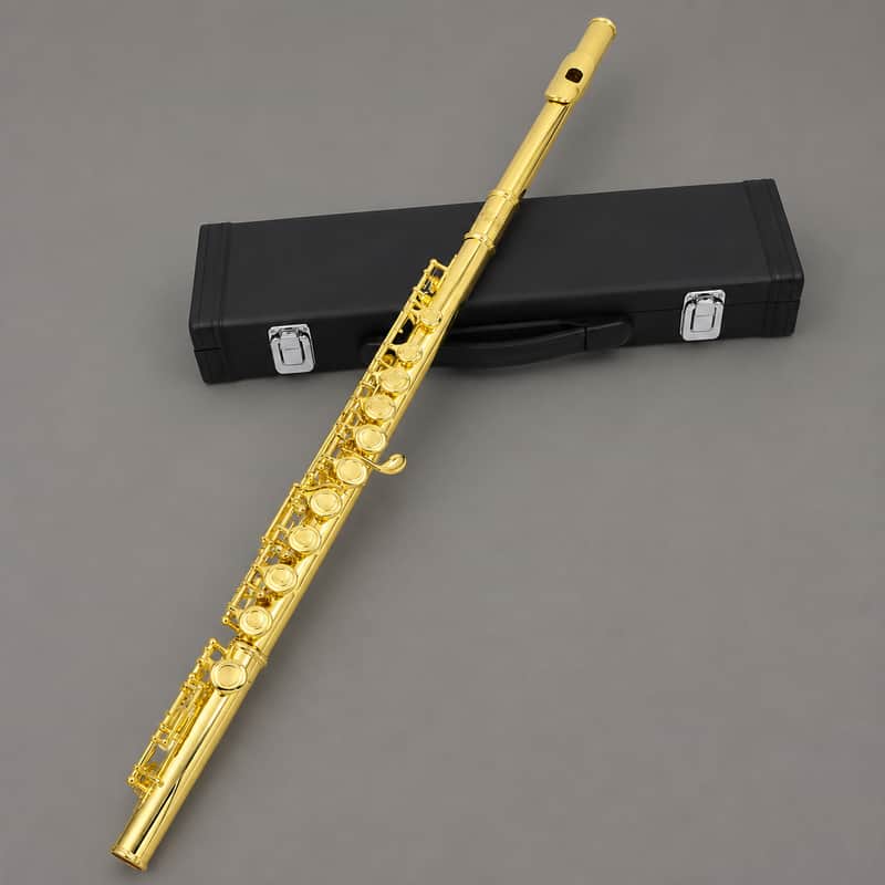 Professional C Key 16 Closed Hole Concert Flute with E Split Key – Student & Beginner School Band Transverse Flute with Carrying Case | Back-to-School Woodwind Instrument image 1