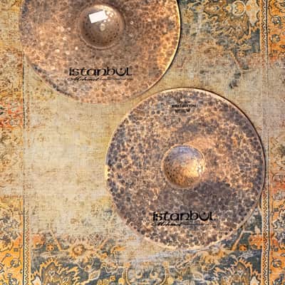 RARE Dark Raw Unlathed ISTANBUL Mehmet TURK 15” Hihats 1196 1438 g PERFECT! Deep Organic! image 2