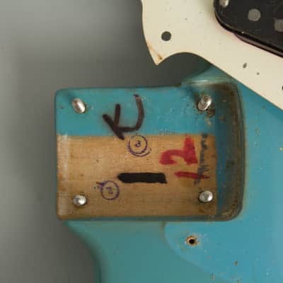 Fender Mustang Solid Body Electric Guitar (1966), ser. #179277, original grey hard shell case. image 17