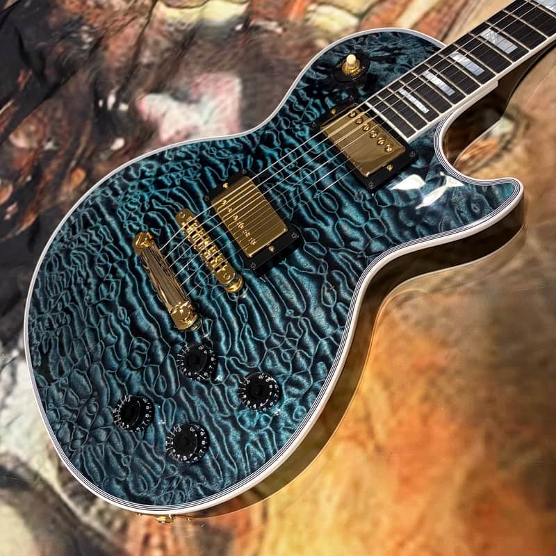 QUILT 👵! 2025 Gibson Custom Shop Les Paul Custom 7A Quilt Top M2M Made To Measure Northen Lights Ebony Fretboard Special Order Figured F Q 5A 7A 1960 V2 Neck Nordic Blue Blueberry Cobalt Trans Aqua Custombucker Pickups Gold Hardware Full Gloss image 1
