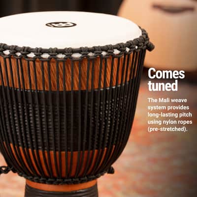 Meinl Percussion ADJ3-L+BAG African Style Rope Tuned 12" Wood Djembe with Bag, Brown/Black (VIDEO) image 2