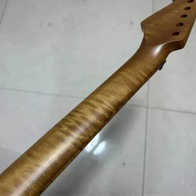 Roasted Maple Wood Guitar Strat Style Neck with 22 Frets Fretboard, Locking Nut image 4