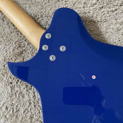 Blue Washburn Mini Electric Guitar, Solid Basswood Body, Maple Neck image 6