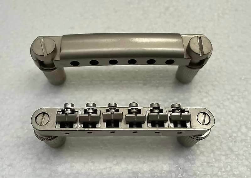 Satin Nickel Finish Guitar Tune O Matic Bridge and Tailpiece image 1