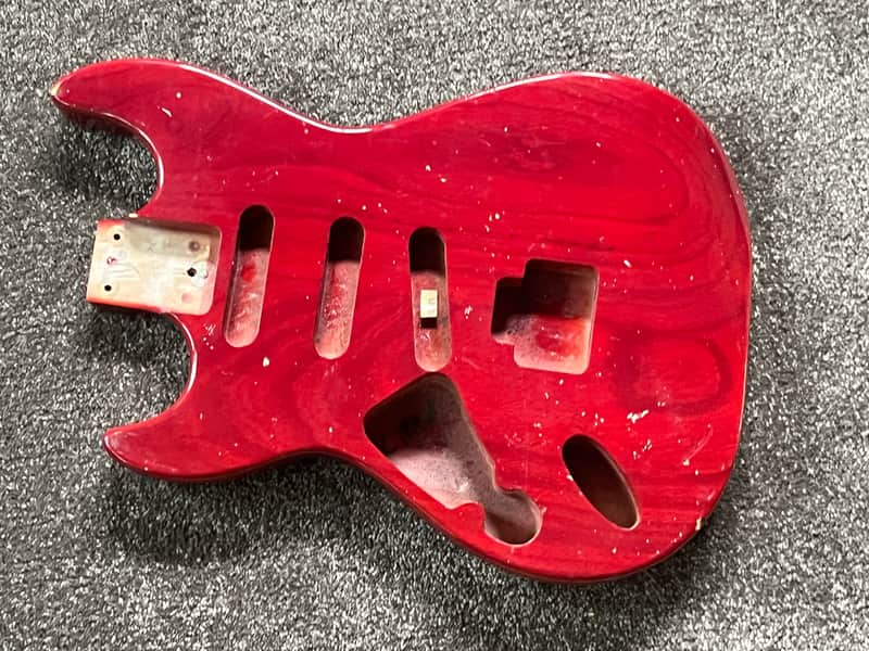 1988 G&L Fullerton Skyhawk guitar Body LEFT HANDED Alder Transparent Red image 1
