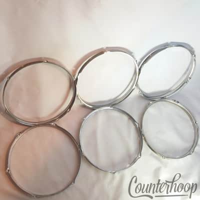 *Pearl 6x 12"Tom Drum Rims/Hoops Triple-Flange Chrome 6-Lug Hole Japan 70s Lot* image 2